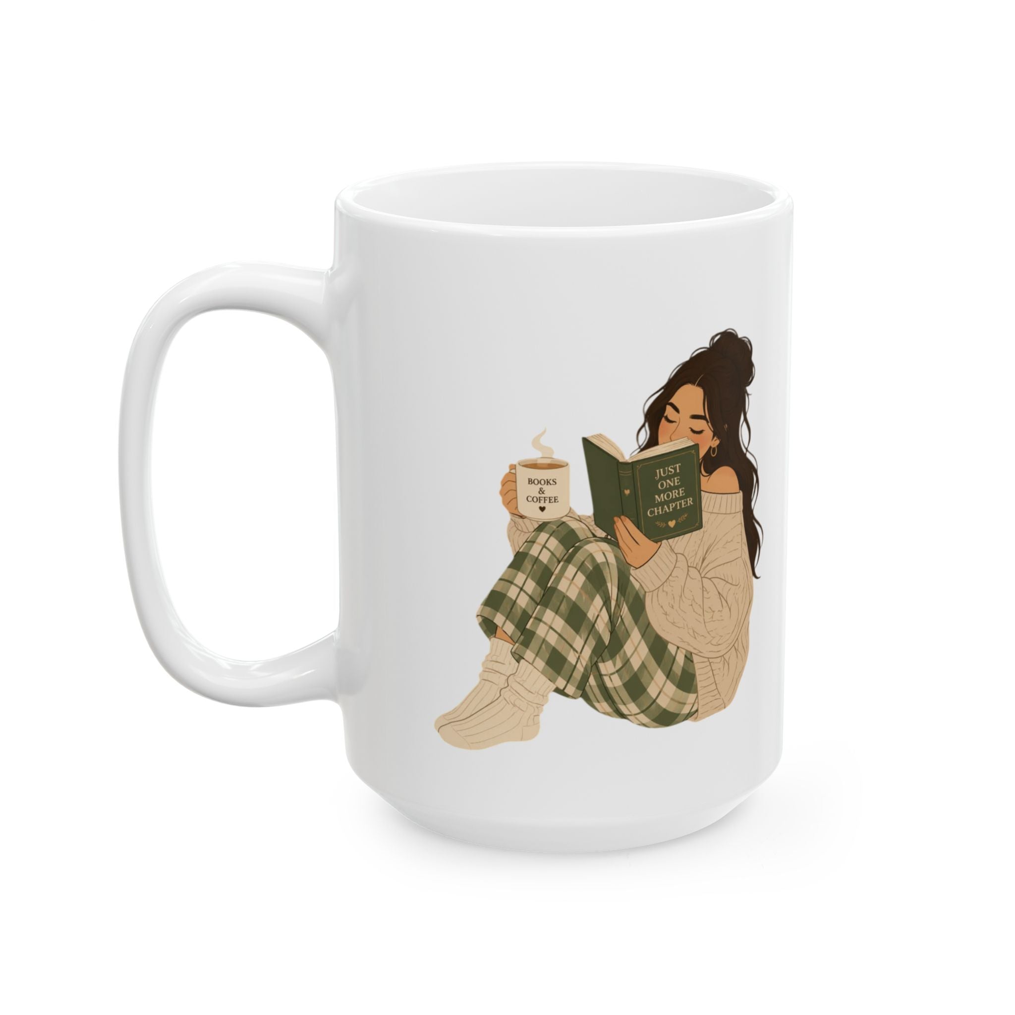 Cozy Bookish Girl Mug | Ceramic Coffee Tea Cup