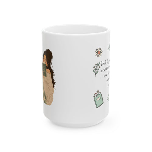 Cozy Bookish Girl Mug | Ceramic Coffee Tea Cup